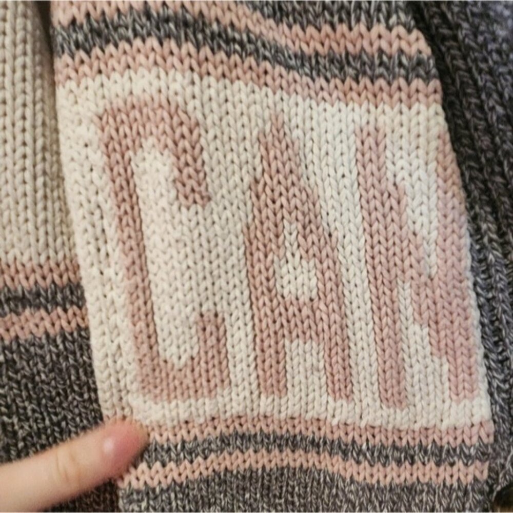 Cotton Country Button Up Knit Canada Pink/Grey Cardigan Maple‎ Leaf Back - Picture 12 of 13